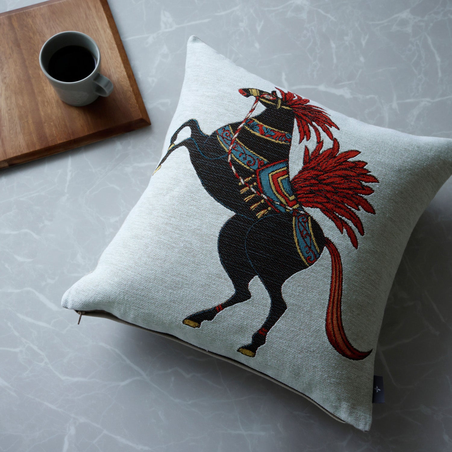 SEMICECO ゴブラン織りクッションカバー 馬柄 約44x44cm – Tempo